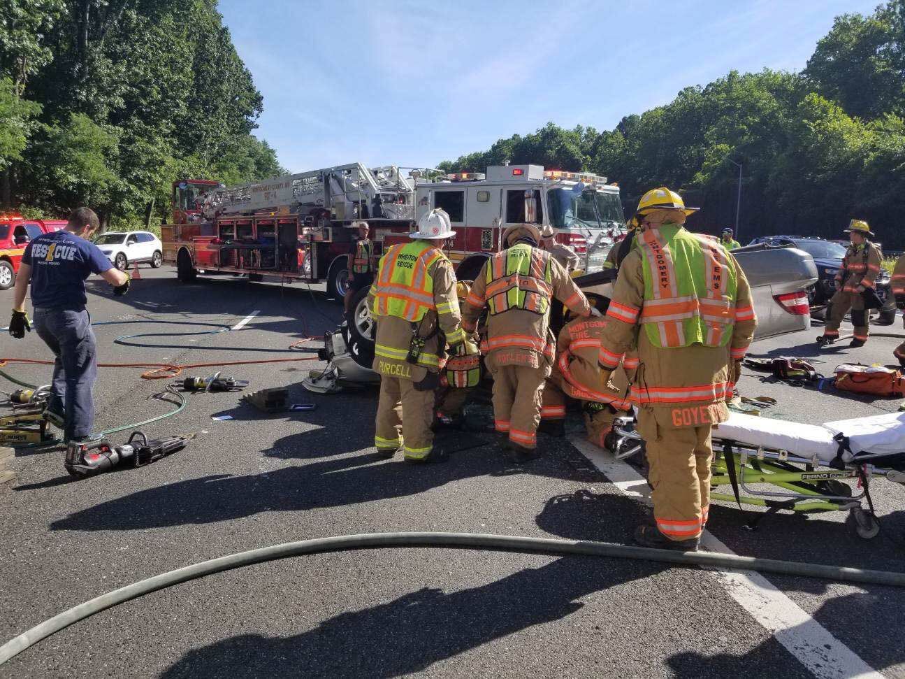 M56 Car Crash Leaves One Injured: Overturned Vehicle On Motorway M56 Car Crash Leaves One Injured: Overturned Vehicle On Motorway