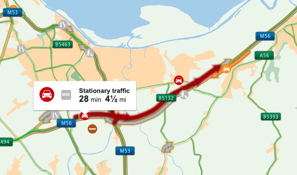 M56 Road Closure And Delays Near Cheshire/Deeside Due To Accident M56 Road Closure And Delays Near Cheshire/Deeside Due To Accident