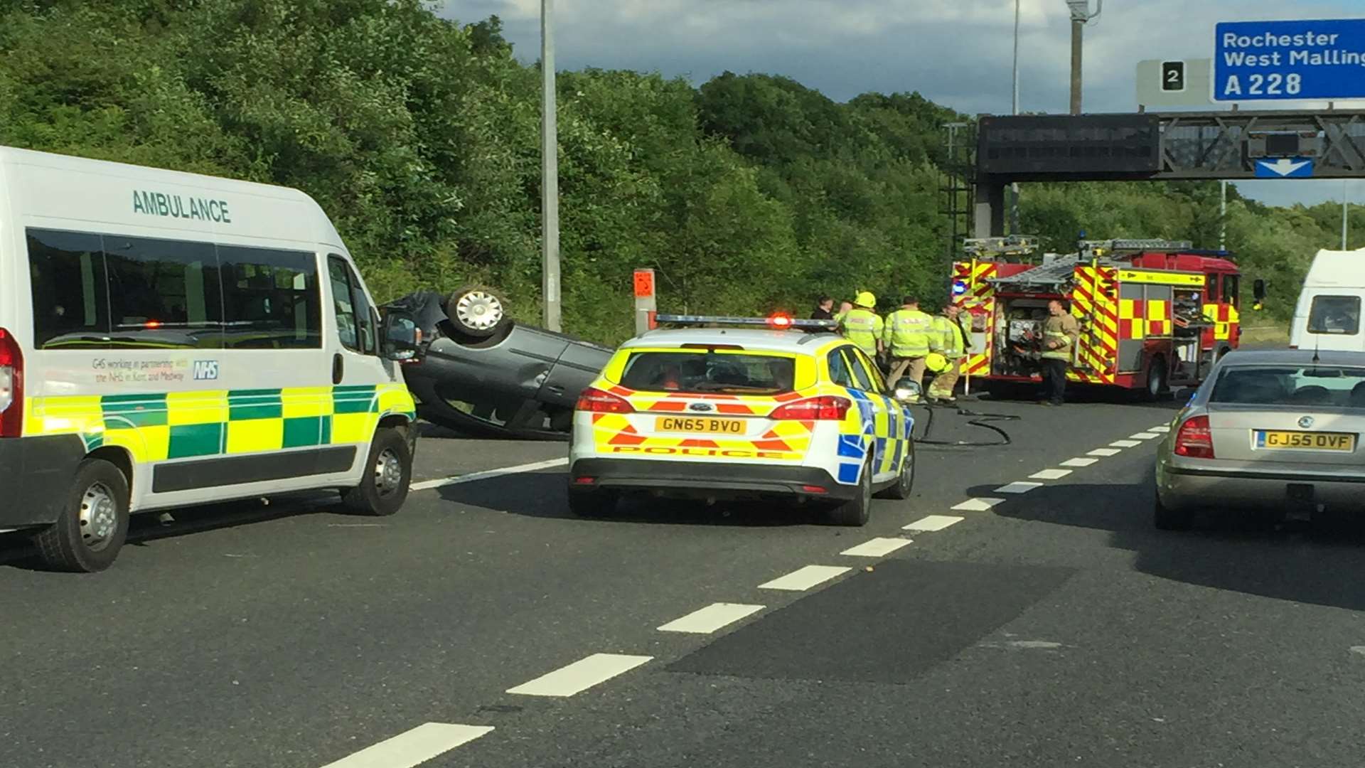 Motorway Incident: Car Overturns On M56, Paramedics Respond Motorway Incident: Car Overturns On M56, Paramedics Respond