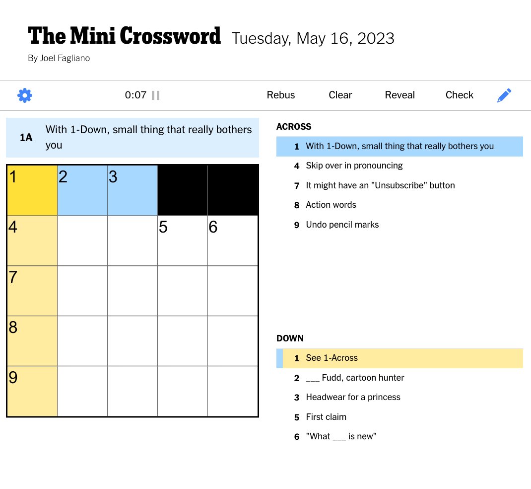NYT Mini Crossword Answers For April 8, 2025 (Tuesday) NYT Mini Crossword Answers For April 8, 2025 (Tuesday)