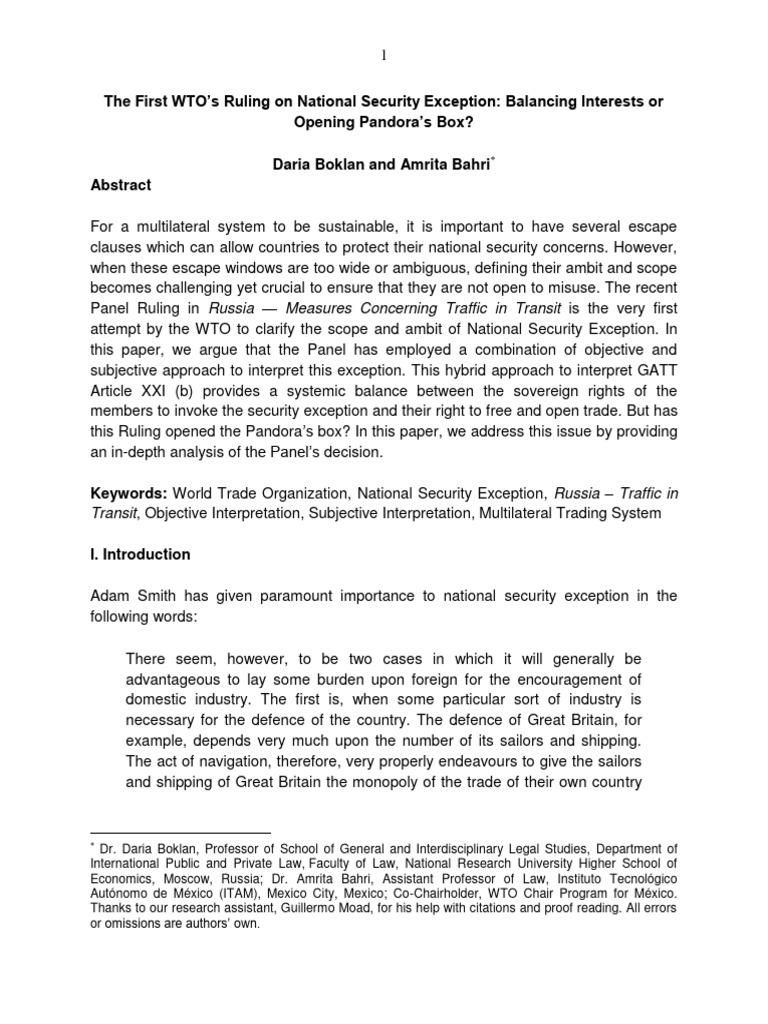 The Privilege Dilemma And Its Impact On WTO Accession The Privilege Dilemma And Its Impact On WTO Accession