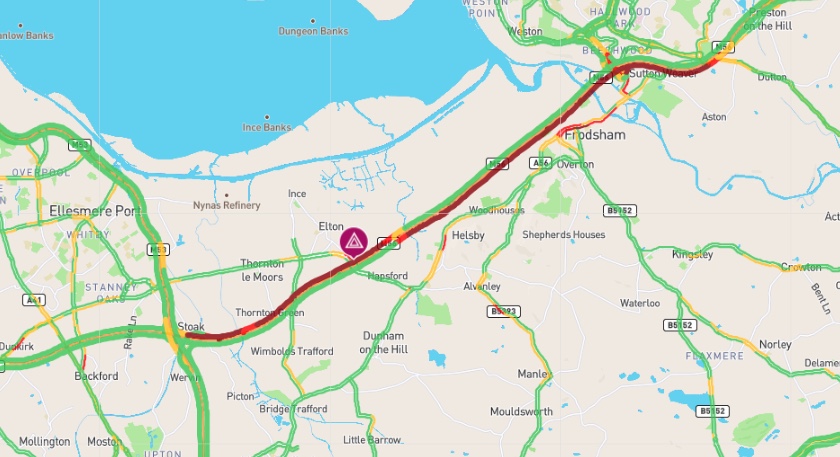 Travel Alert: M56 Collision Causing Delays Near Cheshire/Deeside Travel Alert: M56 Collision Causing Delays Near Cheshire/Deeside