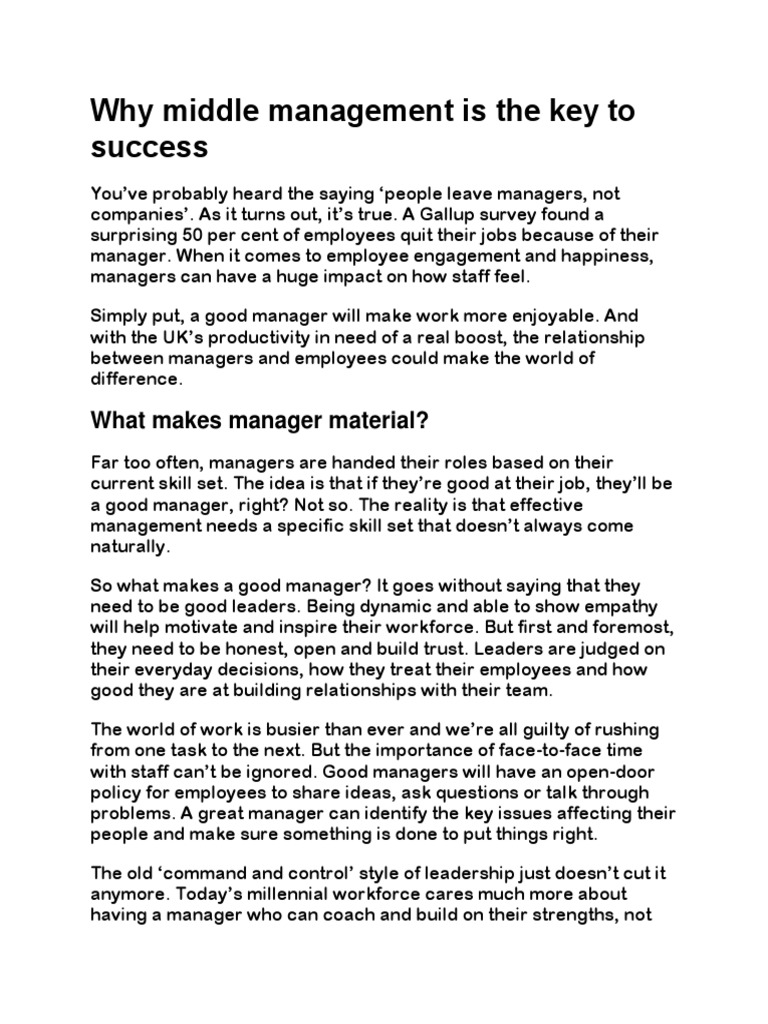 Understanding The Crucial Role Of Middle Management In Organizations Understanding The Crucial Role Of Middle Management In Organizations